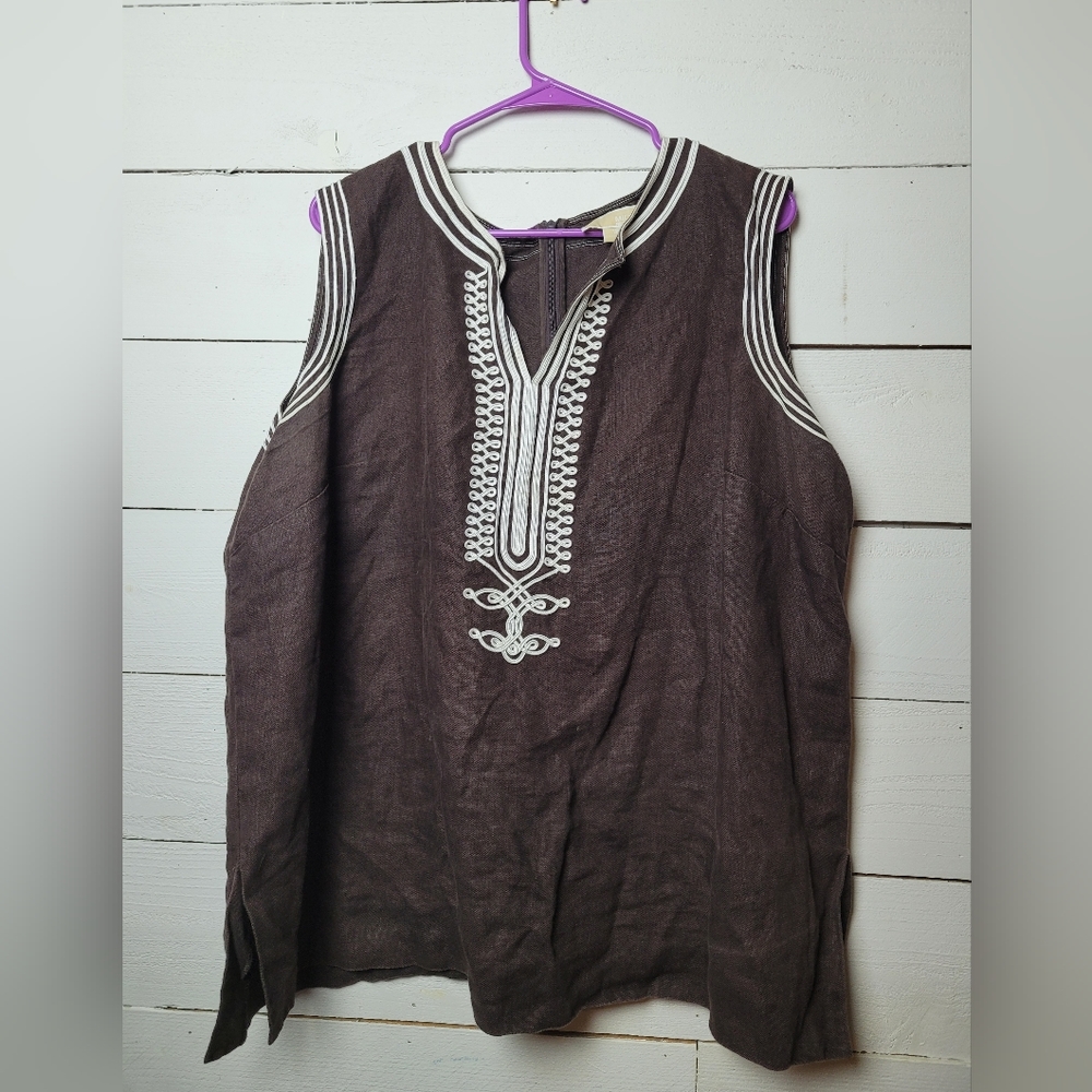 Michael Kors - size 18w - brown tunic - 100% linen